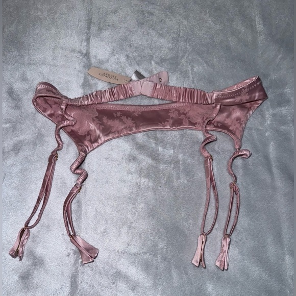 Victoria’s Secret Silky Floral Garter Belt in Pink Size Small NWT - Picture 2 of 3